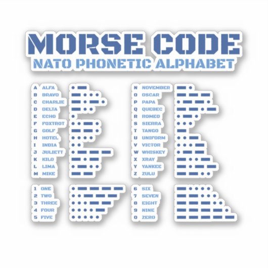 Morse Code NATO Phonetic Alphabet Aufkleber (Vorderseite)