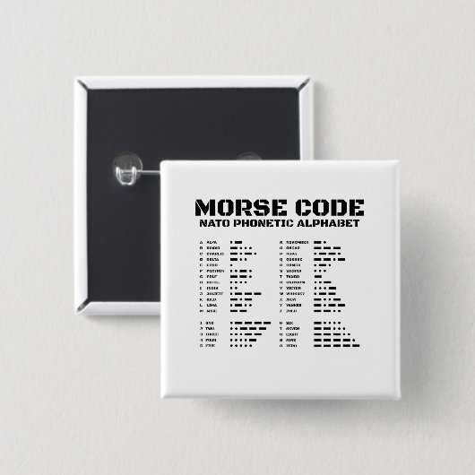 Morse Code NATO Phonetic Alphabet Button (Vorne & Hinten)