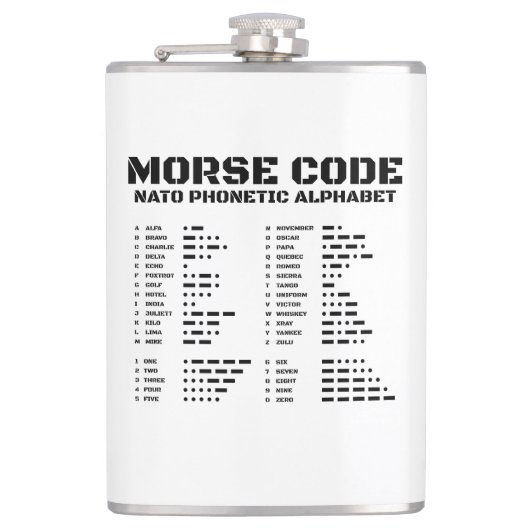Morse Code NATO Phonetic Alphabet Flachmann (Vorderseite)
