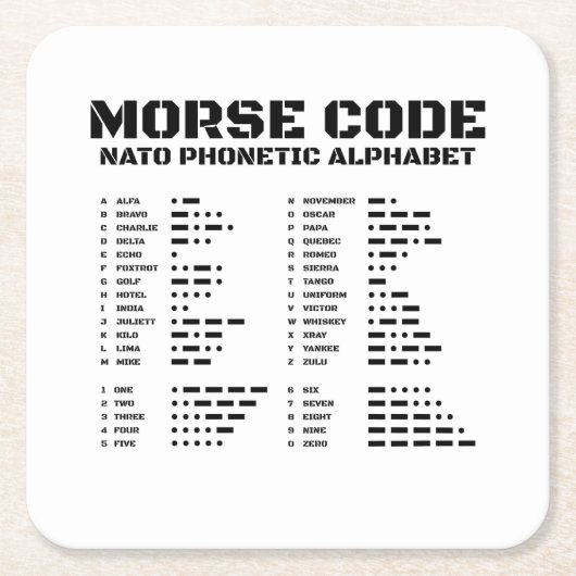 Morse Code NATO Phonetic Alphabet Rechteckiger Pappuntersetzer (Vorderseite)