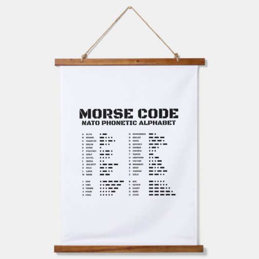 Morse Code NATO Phonetic Alphabet Wandteppich Mit Holzrahmen (Vorderseite)