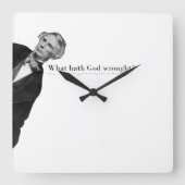 Morse Code Origins - Was hat Gott gemacht? Quadratische Wanduhr (Vorderseite)