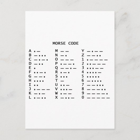 Morse Code Postkarte (Vorderseite)