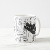 Morse Code Radio Key Schemata Kaffeetasse (VorderseiteRechts)