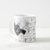 Morse Code Radio Key Schemata Kaffeetasse (Vorderseite Links)