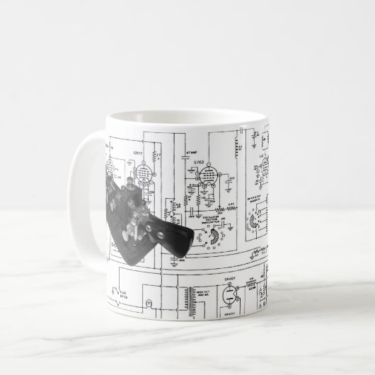 Morse Code Radio Key Schemata Kaffeetasse (Vorderseite Links)