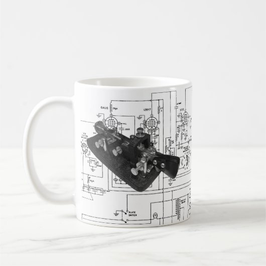 Morse Code Radio Key Schemata Kaffeetasse (Links)