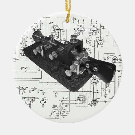 Morse Code Radio Key Schemata Keramik Ornament (Vorne)
