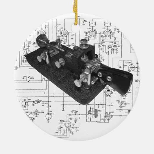 Morse Code Radio Key Schemata Keramik Ornament (Hinten)