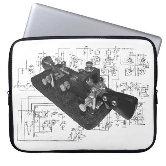 Morse Code Radio Key Schemata Laptopschutzhülle (Vorderseite)
