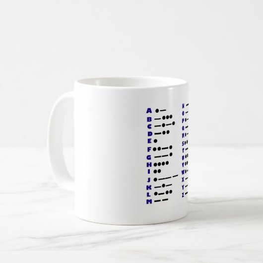 Morsealphabet Customizeable Tasse (Vorderseite Links)