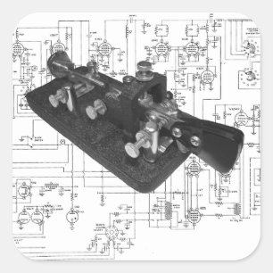 Morsealphabet-Radioschlüsseldiagramm Quadratischer Aufkleber