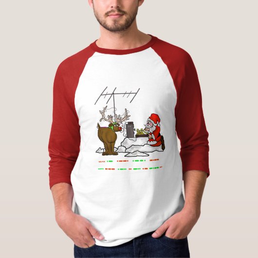 Morsealphabet Sankt u. Rudolph-Weihnachtst-shirt T-Shirt (Vorderseite)