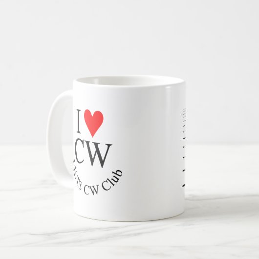 Morsealphabetrufzeichen-Tasse - besonders Kaffeetasse (Vorderseite Links)