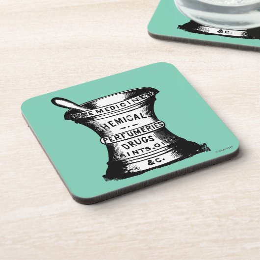 Mörser und Stampfe Getränkeuntersetzer (Linke Seite)