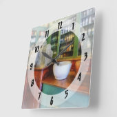 Mörser und Stampfe in der Apotheke Quadratische Wanduhr (Winkel)