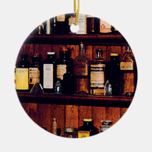 Mörser und Stößel und Medizinflaschen Keramik Ornament