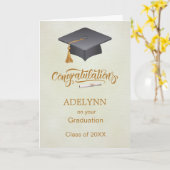 Mortar cap and diploma Abschluss Herzlichen Glückw Karte (Gelbe Blume)