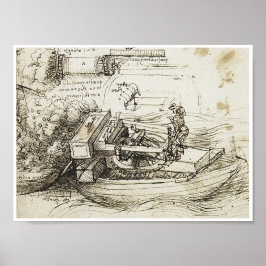 Mortar Firing from a Boat, Leonardo da Vinci, 1485 Poster (Vorne)