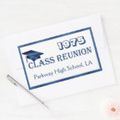 Mortar, Klasse Wiedersehen blau, weiß, jedes Jahr  Rechteckiger Aufkleber (Umschlag)