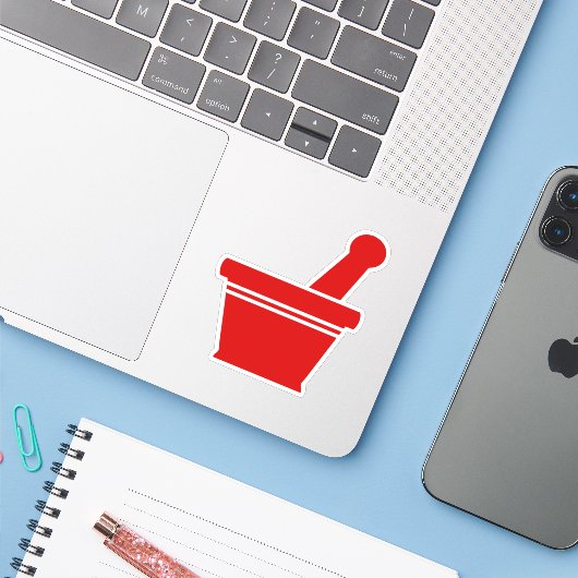 Mortar & Pestle Aufkleber (Laptop mit iPhone)