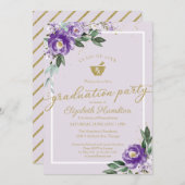 Mortar Pestle Pharmacy Grad Party Lila Einladung (Vorne/Hinten)