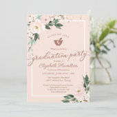 Mortar Pestle Pharmacy Grad Party Pink Floral Einladung (Stehend Vorderseite)