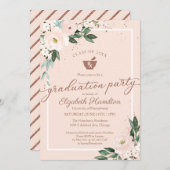 Mortar Pestle Pharmacy Grad Party Pink Floral Einladung (Vorne/Hinten)