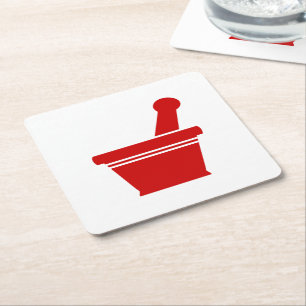 Mortar & Pestle Rechteckiger Pappuntersetzer