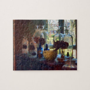 Mortar, Pestle und Flaschen per Fenster Puzzle