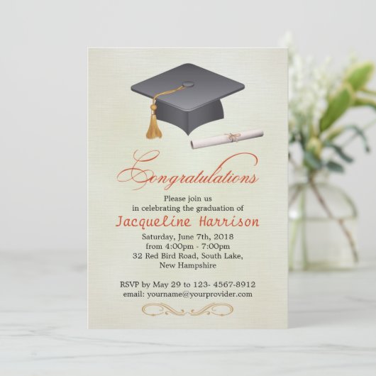 Mortar und Diplomabschlüsse Einladung (Stehend Vorderseite)