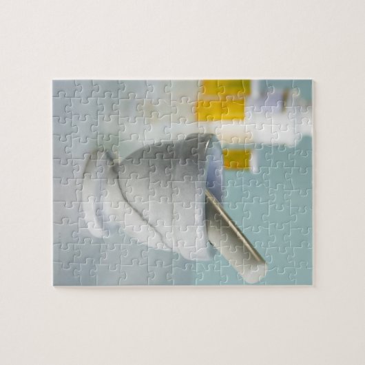 Mortar und Pestbrot, Flaschen für Pilze im Hinterg Puzzle (Horizontal)