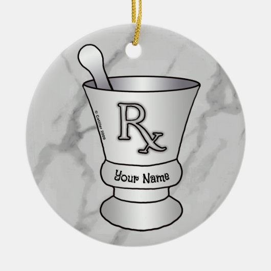 Mortar und Pestle Keramik Ornament (Vorne)