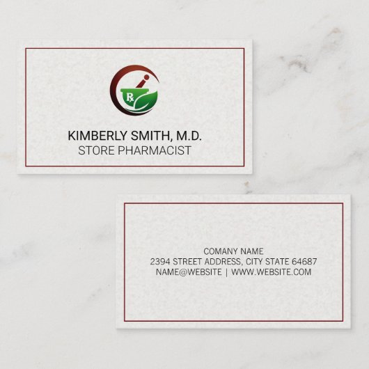 Mortar und Pestle | Rx-Verlass-Symbol Visitenkarte (Vorne/Hinten)