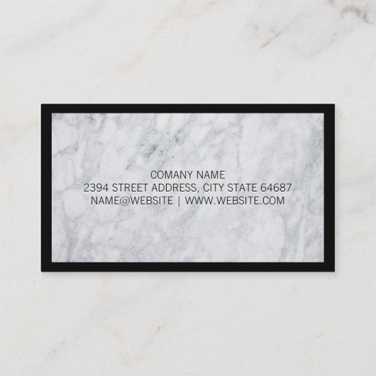 Mortar und Pestle | Schwarze Grenze aus weißem Mar Visitenkarte (Rückseite)