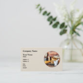 Mortar und Pestle und Kakaoschachtel Visitenkarte (Stehend Vorderseite)