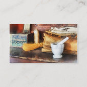 Mortar und Pestle und Kakaoschachtel Visitenkarte (Rückseite)