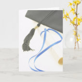 Mortarboard, Diplom, blaues Band-Abschlusskarte Karte (Gelbe Blume)