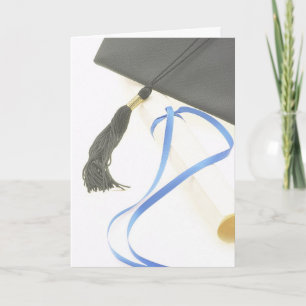 Mortarboard, Diplom, blaues Band-Abschlusskarte Karte