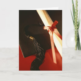 Mortarboard, Diplom, Red Ribbon Abschluss Card Karte