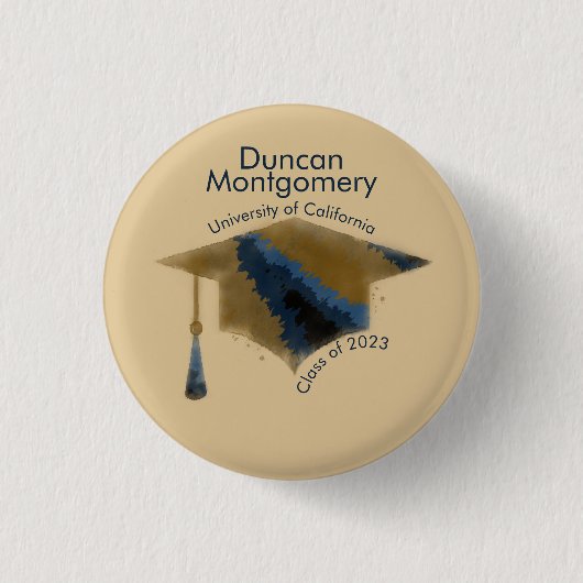 Mortarboard für die Graduierung von Navy Gold Button (Vorderseite)