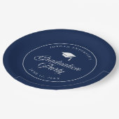Mortarboard Script Editable Color Graduation Party Pappteller (Schrägansicht)