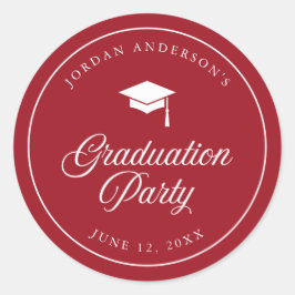 Mortarboard Script Editable Color Graduation Party Runder Aufkleber