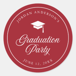 Mortarboard Script Editable Color Graduation Party Runder Aufkleber