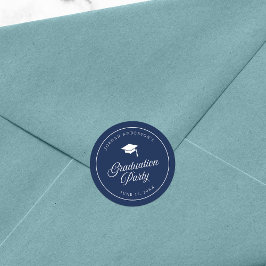 Mortarboard Script Editable Color Graduation Party Runder Aufkleber