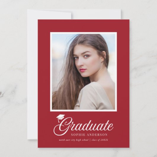Mortarboard Script Editable Colors Foto Graduate (Vorderseite)