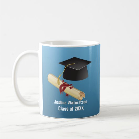 Mortarboard und Diploma Abschluss Kaffeetasse (Links)