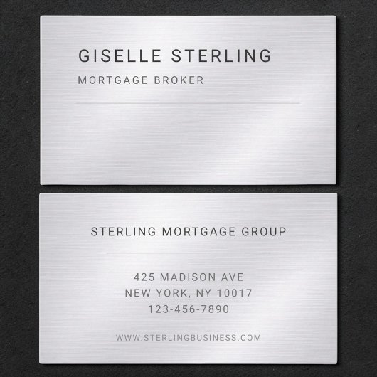 Mortgage Broker Silver Metallic Professional Visitenkarte