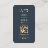 Mortician Beerdigung Monogram Dark Blue Modern Visitenkarte (Rückseite)