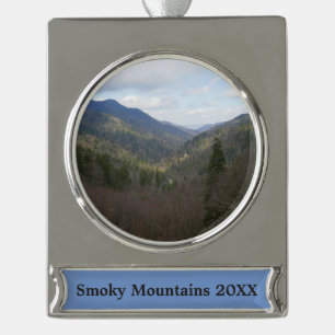 Morton Blick auf die Großen Smoky-Berge Banner-Ornament Silber